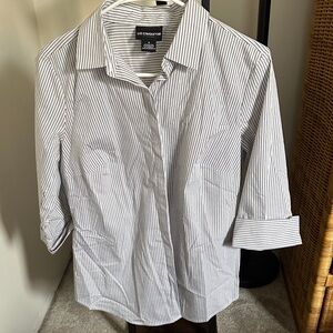 Liz Claiborne Women's Black and White Striped Button Down Shirt